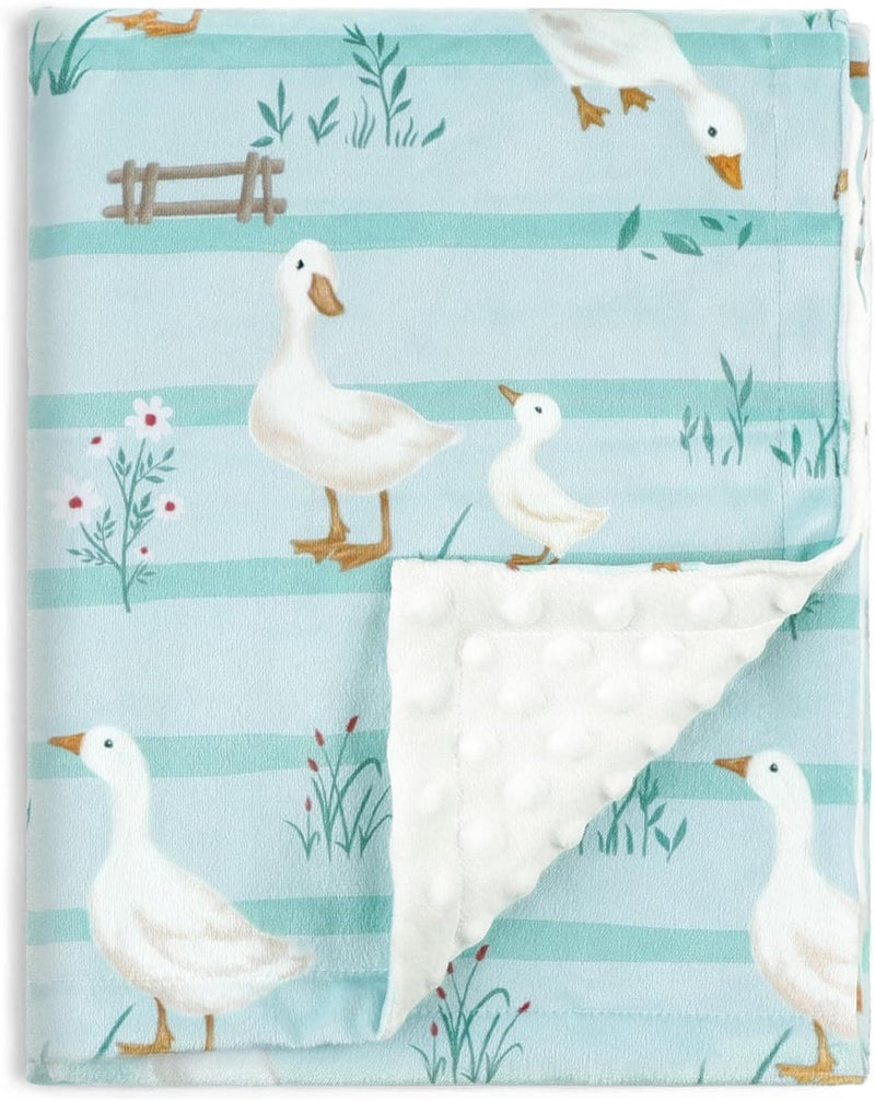 BORITAR Super Soft Baby Blanket for Boys Minky Fabric Bed Blanket with Double Layer Dotted Backing, Cute Farm Animal Design for Infant Toddler Newborn 30 x 40 Inch - Image 1